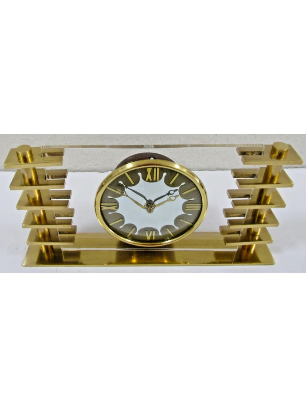 Art Deco 1930s Smiths Bronze and Lucite Desk Clock
